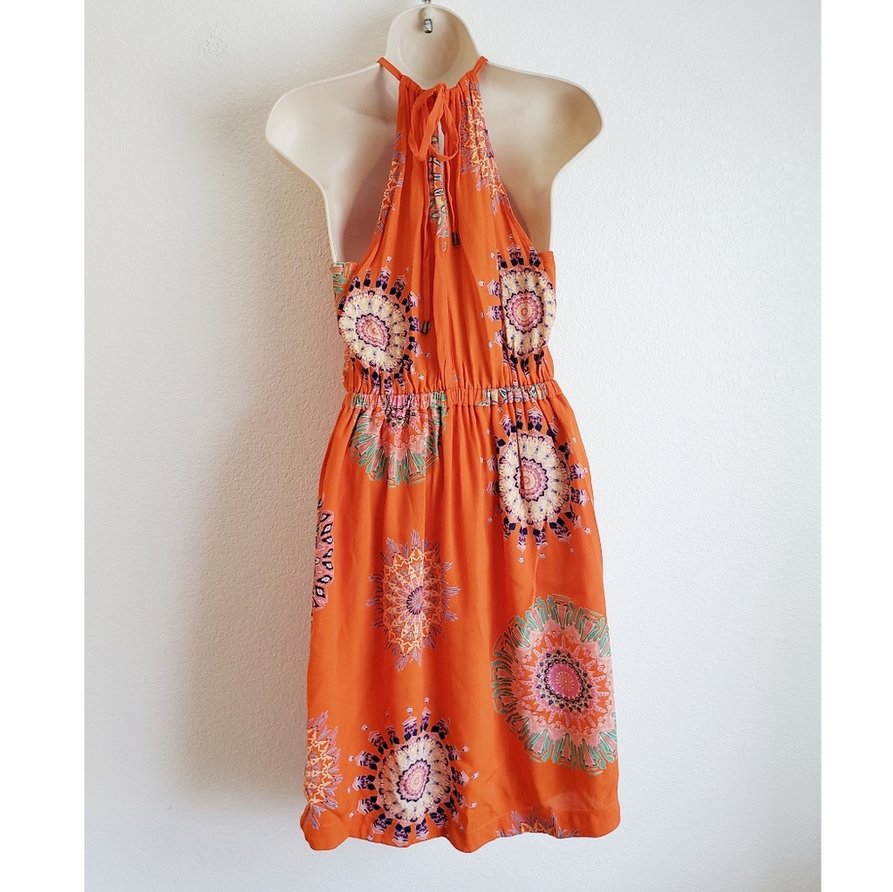 Anthropologie Floreat Orange Livia Halter Dress Size 0 - Picture 4 of 6